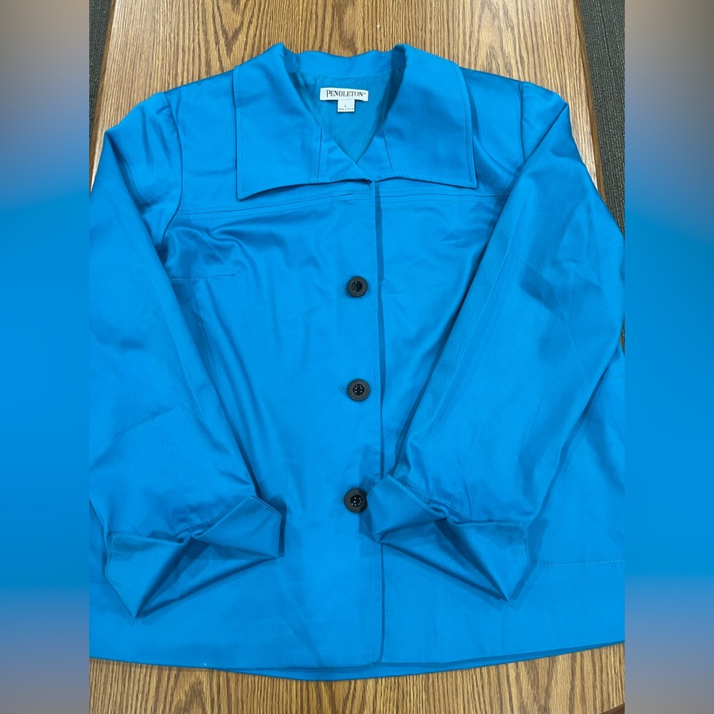 Pendleton Blue Button Front Collared Jacket Women… - image 1